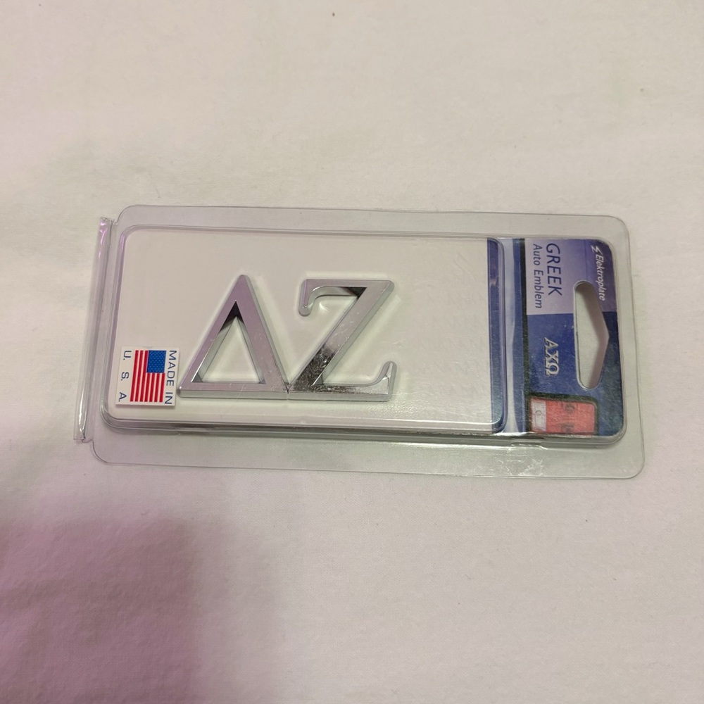 Silver Greek Letter Delta Zeta Car Emblem